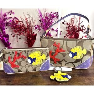 y2k COACH Limited Ed Signature Fish Demi Mini Bag Wristlet Bag Charm